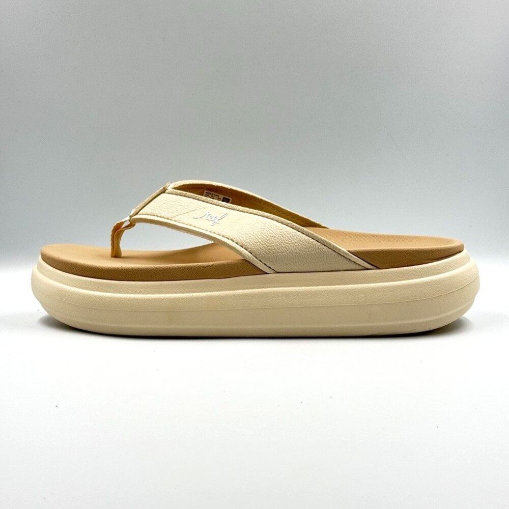 Reef Cushion Bondi Womens 11 Cream Platform Thong Flip Flop Sandals Summer NWOB
